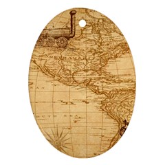 Map Discovery America Ship Train Oval Ornament (two Sides) by Sudhe