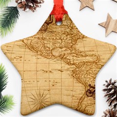 Map Discovery America Ship Train Star Ornament (two Sides) by Sudhe