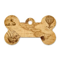 Map Discovery America Ship Train Dog Tag Bone (one Side) by Sudhe