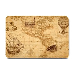 Map Discovery America Ship Train Small Doormat  by Sudhe