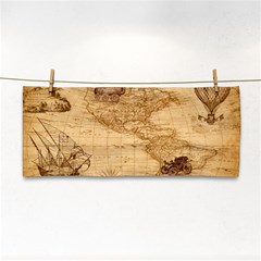 Map Discovery America Ship Train Hand Towel by Sudhe