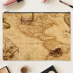 Map Discovery America Ship Train Cosmetic Bag (xxxl) by Sudhe