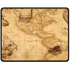 Map Discovery America Ship Train Double Sided Fleece Blanket (medium)  by Sudhe