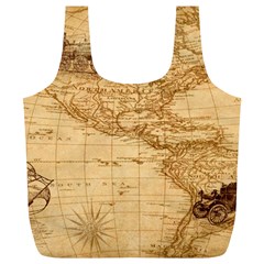 Map Discovery America Ship Train Full Print Recycle Bag (xl) by Sudhe