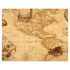 Map Discovery America Ship Train Double Sided Flano Blanket (medium)  by Sudhe