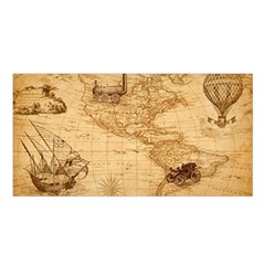 Map Discovery America Ship Train Satin Shawl by Sudhe