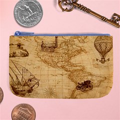 Map Discovery America Ship Train Large Coin Purse by Sudhe