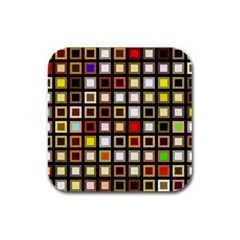 Squares Colorful Texture Modern Art Rubber Square Coaster (4 Pack)  by Sudhe