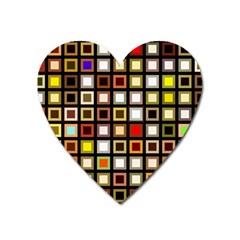 Squares Colorful Texture Modern Art Heart Magnet