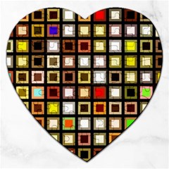 Squares Colorful Texture Modern Art Jigsaw Puzzle (heart) by Sudhe