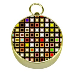 Squares Colorful Texture Modern Art Gold Compasses by Sudhe