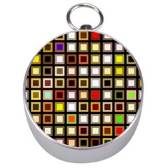 Squares Colorful Texture Modern Art Silver Compasses by Sudhe