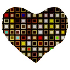 Squares Colorful Texture Modern Art Large 19  Premium Flano Heart Shape Cushions by Sudhe