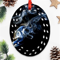 Smoke Flame Dynamic Wave Motion Oval Filigree Ornament (two Sides) by Sudhe