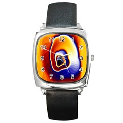 Fractal Art Paint Pattern Texture Square Metal Watch by Sudhe