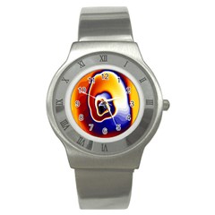 Fractal Art Paint Pattern Texture Stainless Steel Watch by Sudhe