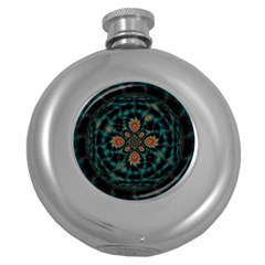 Abstract Digital Geometric Pattern Round Hip Flask (5 Oz) by Sudhe