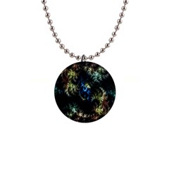 Abstract Digital Art Fractal 1  Button Necklace by Sudhe