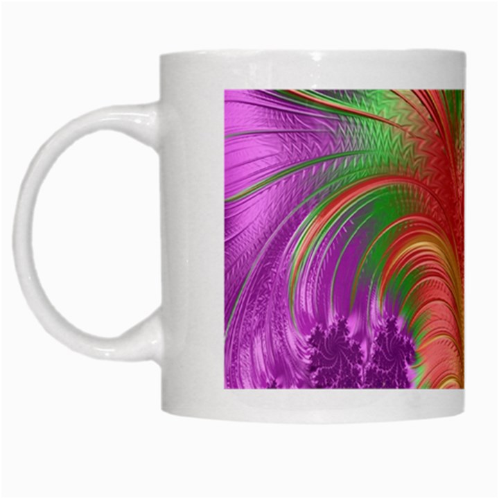 Fractal Purple Green Orange Yellow White Mugs