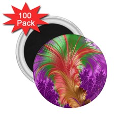 Fractal Purple Green Orange Yellow 2 25  Magnets (100 Pack)  by Sudhe