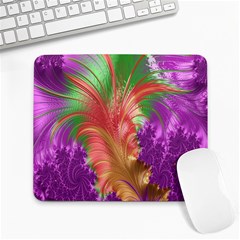 Fractal Purple Green Orange Yellow Large Mousepads by Sudhe