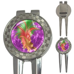 Fractal Purple Green Orange Yellow 3-in-1 Golf Divots by Sudhe