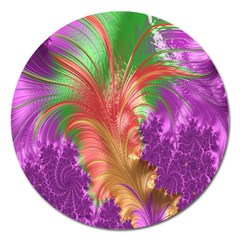 Fractal Purple Green Orange Yellow Magnet 5  (round) by Sudhe