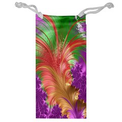 Fractal Purple Green Orange Yellow Jewelry Bag by Sudhe