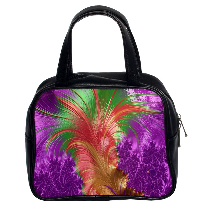 Fractal Purple Green Orange Yellow Classic Handbag (Two Sides)