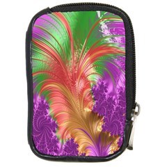 Fractal Purple Green Orange Yellow Compact Camera Leather Case by Sudhe