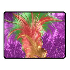 Fractal Purple Green Orange Yellow Fleece Blanket (small) by Sudhe