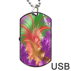 Fractal Purple Green Orange Yellow Dog Tag Usb Flash (two Sides) by Sudhe