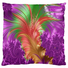 Fractal Purple Green Orange Yellow Large Cushion Case (one Side) by Sudhe