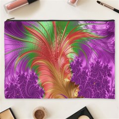 Fractal Purple Green Orange Yellow Cosmetic Bag (xxxl) by Sudhe