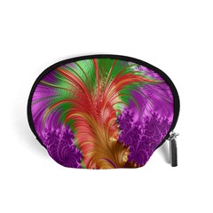 Fractal Purple Green Orange Yellow Accessory Pouch (small) by Sudhe