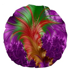 Fractal Purple Green Orange Yellow Large 18  Premium Flano Round Cushions by Sudhe