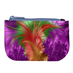 Fractal Purple Green Orange Yellow Large Coin Purse by Sudhe