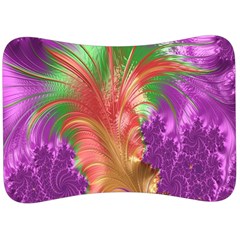 Fractal Purple Green Orange Yellow Velour Seat Head Rest Cushion by Sudhe