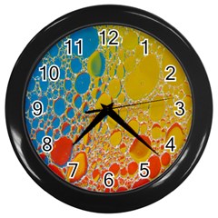 Bubbles Abstract Lights Yellow Wall Clock (black) by Sudhe