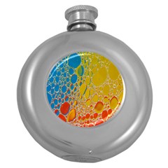 Bubbles Abstract Lights Yellow Round Hip Flask (5 Oz) by Sudhe