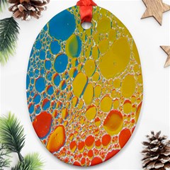 Bubbles Abstract Lights Yellow Oval Ornament (two Sides) by Sudhe