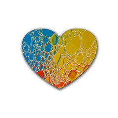 Bubbles Abstract Lights Yellow Rubber Coaster (heart)  by Sudhe