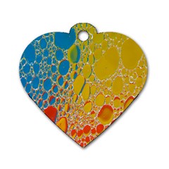 Bubbles Abstract Lights Yellow Dog Tag Heart (two Sides) by Sudhe