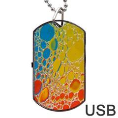 Bubbles Abstract Lights Yellow Dog Tag Usb Flash (one Side) by Sudhe