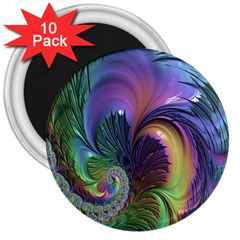 Fractal Artwork Art Swirl Vortex 3  Magnets (10 Pack)  by Sudhe