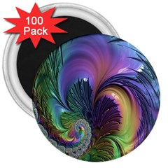 Fractal Artwork Art Swirl Vortex 3  Magnets (100 Pack) by Sudhe