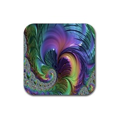 Fractal Artwork Art Swirl Vortex Rubber Coaster (square)  by Sudhe