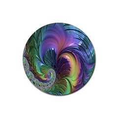 Fractal Artwork Art Swirl Vortex Rubber Coaster (round)  by Sudhe