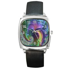 Fractal Artwork Art Swirl Vortex Square Metal Watch by Sudhe