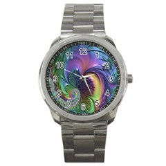 Fractal Artwork Art Swirl Vortex Sport Metal Watch by Sudhe